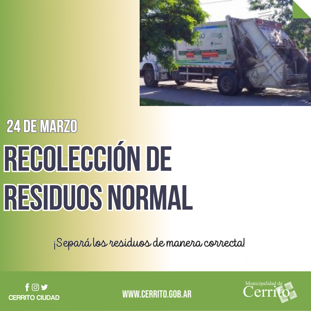 Feriado 24M: La recolección de residuos será normal